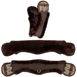 Equinate Mondgurt anatomisch mit synthetischem Lammfell 50cm Braun