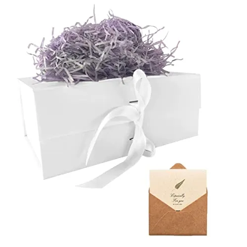 Weiß Geschenkbox 23 x17 x10 cm, Geschenkkarton mit Magnetisch Deckel und Schleife für Hochzeiten, Weihnachten, Geburtstage, Jubiläen Geschenkverpackung Box