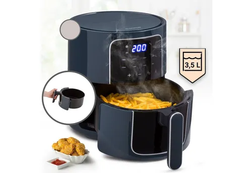 Klarstein Heißluftfriteuse 3,5L - Gesunde Frittierkunst - Heißluftfritteuse mit 1400 W, 8 Programmen und Touch-Bedienfeld für knusprige Speisen ohne Öl. Ideal für schnelle, gesunde Mahlzeiten in der Familie oder für Singles.