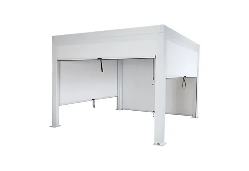 BERLINLODGE Pergola mit 4 Seitenwänden und drehbaren Lamellen - Stilvolle Pergola mit 4 Seitenwänden und einem Dach mit drehbaren Lamellen für flexiblen Licht- und Schattenausgleich. Robustes Aluminiumgestell sorgt für hohe Windbeständigkeit und Langlebigkeit im Garten.
