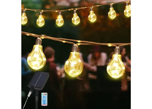 SALCAR Solar Lichterkette Außen Vintage Hanfseil in weiß von Salcar