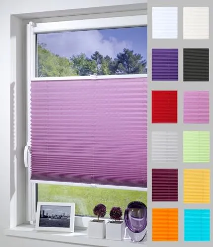 DécoProfi Plissee ohne Bohren Flieder/Altrosa 50cm x 130cm in lila von DécoProfi