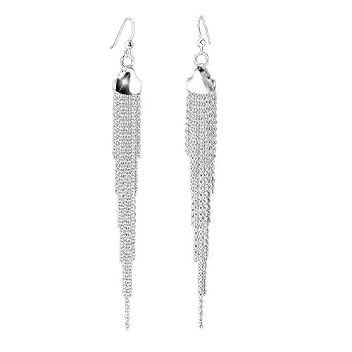 MATERIA Lange Ohrhänger Silber 925 Damen Schmuck - Ohrringe hängend 110mm Wasserfall rhodiniert Frauen Geschenk