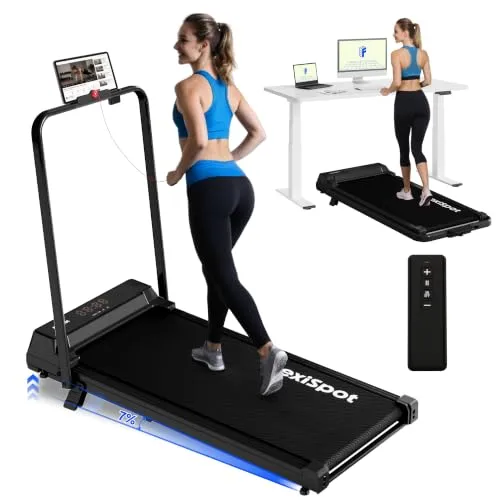 FlexiSpot Laufband mit 7% Steigung, 1–12 km/h, klappbarer Handlauf, bis 140 kg belastbar, LED-Display mit Fernbedienung, Walking Pad für Zuhause & Homeoffice Dynamix Schwarz