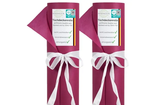 Sensalux Tischdeckenrollen-Set 2 Stück, 1m x 25m Beere - Praktisches Sensalux Tischdeckenrollen-Set aus abwaschbarem Vlies, ideal für Events. Reißfest und strapazierfähig, einfach zu kürzen und zu kombinieren. Zertifiziert nach STANDARD 100 by OEKO-TEX® für geprüfte Qualität.