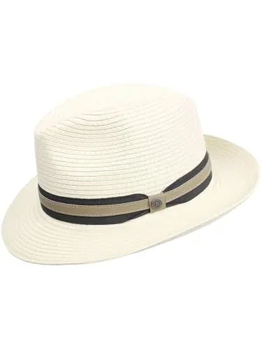bugatti Fedora Papier Kopfbedeckung - Eleganter Fedora für den Sommer, ideal für Hochzeiten und besondere Anlässe mit feiner Webung und doppeltem Hutband.