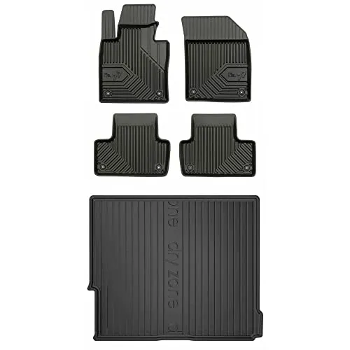 MOTOS Satz Gummifußmatten und Kofferraummatten passend für Volvo XC60 II ab 2017 Verbessern Sie Ihren Reisekomfort mit Antirutschmatte Auto 3D- Allwetter fußmatten Auto, Schutz vor Verschmutzung