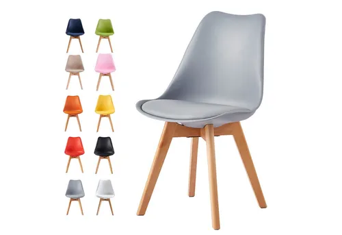 mcc direct Esszimmerstühle Set (4 Stück) – Designer Schalenstuhl Eva in Grau