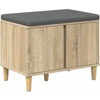 vidaXL Flurbank mit Kissen in Sonoma-Eiche 60 x 38 x 46 cm - Moderne Flurbank für den Innenbereich mit viel Stauraum und bequemem Kissen. Ideal für Flure, vereint Stil und Funktionalität. Pflegeleichter Bezug und robuste Konstruktion für langanhaltende Nutzung.