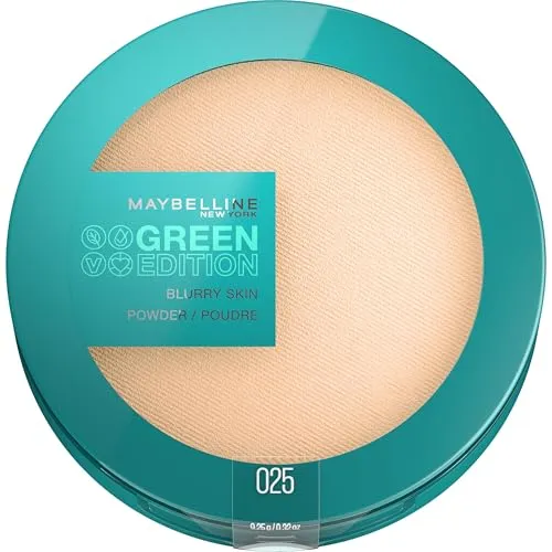 Maybelline New York Mattierendes Puder, Feuchtigkeitsspendend mit porenverfeinerndem Effekt, Vegane Formel mit natürlichen Inhaltsstoffen, Green Edition Blurry Skin Puder Nr. 25, 1 Stück