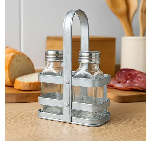 BOLTZE Salz- / Pfefferstreuer BOLTZE Salzstreuer und Pfefferstreuer incl Metalltragekorb H 12 cm