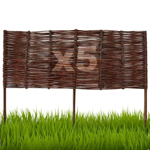 Floranica 5 Stück Beetbegrenzung aus Weide 30 cm x 100 cm Rasenkante aus Weidengeflecht Beeteinfassung Rasenkante Beetzaun Weidenzaun Palisade Abtrennung von Blumenbeetwegen Gartenbeeten