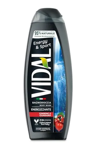 Vidal Energy & Sport Bagnodoccia Duschgel mit Ginseng und Guarana,500ml