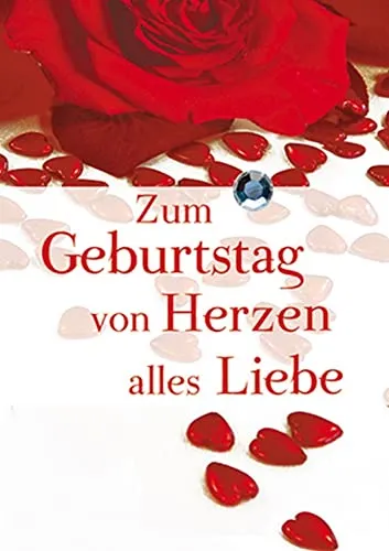 Perleberg Mini-Karte zum Geburtstag - Mini-Card Collection - Geburtstagskarte mit Rosen-Motiv & Kristallsticker - Geburtstagskarten mit passendem Umschlag - Glückwunschkarte in 5,2 x 7,4 cm
