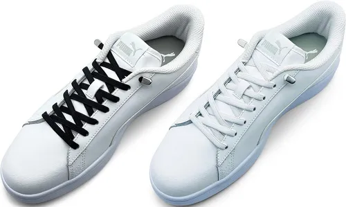 ELANOX Schnürsenkel 4 Stück für 2 Paar Schuhe elastische Schnürsenkel mit Clips, inkl. Enden (Clips) - 8 St. in silber