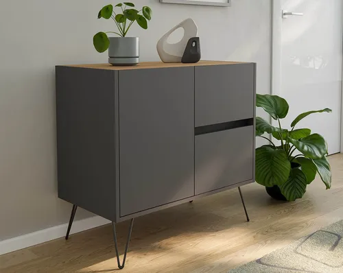 Posseik Waschtisch-Set Sideboard FAVIER 80 x 76 cm – Modernes Design im Industrial-Stil - Elegantes Sideboard FAVIER 80 x 76 cm mit 2 Schubladen und 1 Tür. Ergonomische Push-to-Open-Funktion und pflegeleichte Oberflächen für stilvolle Wohnräume.