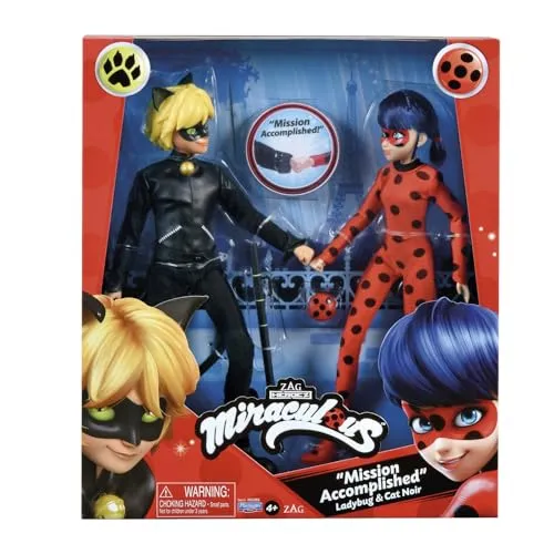 Miraculous Marienkäfer & Cat Noir Puppen Set - Sonstige Spielzeugfiguren, detailgetreue Nachbildung der beliebten Superhelden für fantasievolles Spielen und Sammeln.