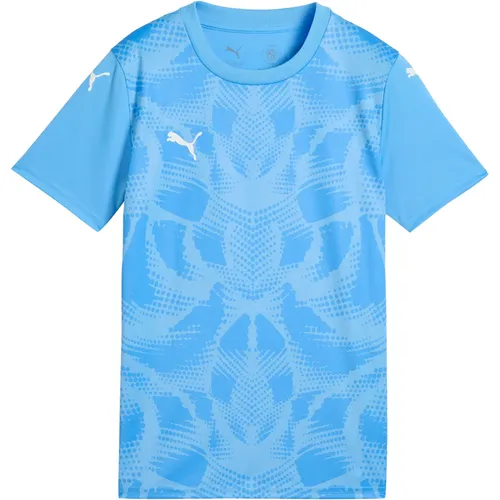 Puma teamULTIMATE Trikot Kinder hellblau weiß Gr 116 - Sportbekleidung-Set für Kinder, feuchtigkeitsableitende DRYCELL-Technologie für optimalen Komfort und Leistung auf dem Spielfeld.