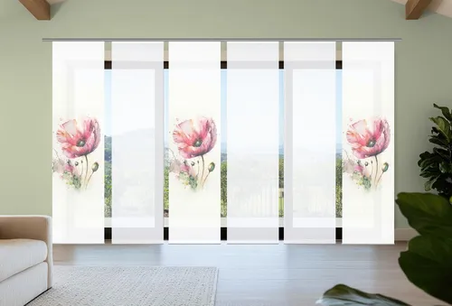 Xxxl Flächenvorhang Meliora - Rosa, Weiß, Salbeigrün, 60x245 cm - Eleganter Flächenvorhang in Rosa, Weiß und Salbeigrün, blickdicht und Oeko-Tex® zertifiziert. Ideal zur Schaffung einer ruhigen Atmosphäre im Raum und leicht zu reinigen bei 30°C.