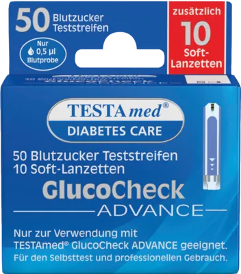 TESTAmed GlucoCheck Advance Teststreifen mit Soft-Lanzetten von Sebapharma GmbH & Co.KG