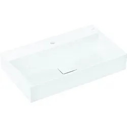 hansgrohe Xevolos E Aufsatzwaschtisch, ohne Überlauf, geschliffen, SmartClean, 800x480mm, mit Ablaufgarnitur, weiß, 61098450, Ausführung: 1 Hahnloch