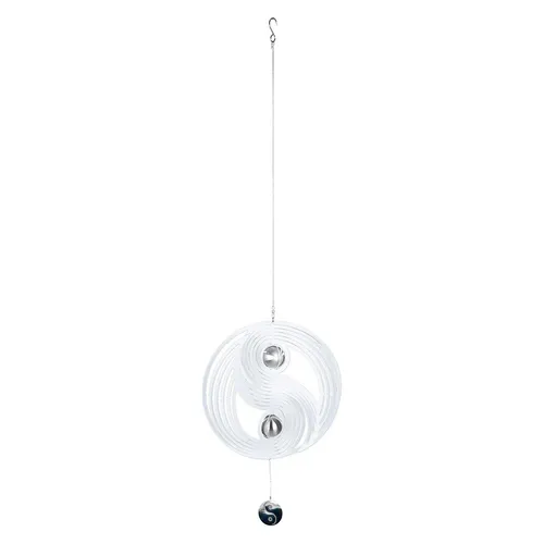 GILDE Girlande XL Windspiel Yin Yang - Mobiles Deko-Windspiel aus Edelstahl mit 2 Kugeln, ideal für ein harmonisches Ambiente. Gesamtlänge 108 cm, perfekt für Wohnzimmer oder Eingangsbereich.