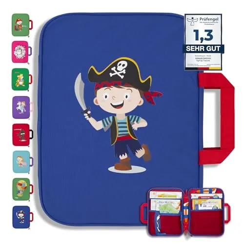 GRINSEZWERGE Tasche für TipToi im Pirat Design I Aufbewahrung für TipToi Stift, Bücher & Zubehör I Kinder Tablet Tasche I Tragetasche für Edurino Figuren