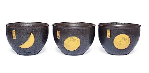 MAOCI - 3er Set Japan Design Teeschalen Porzellan 130ml - 3 verschiedene Motive