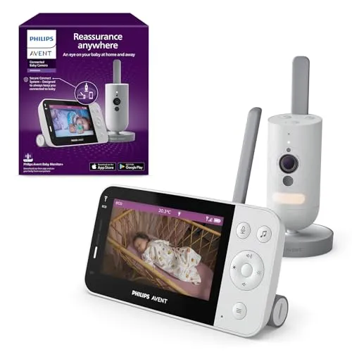 AVENT Philips Connected Babyphone SCD923/26 - HD-Kamera 1080p mit Infrarot-Nachtsicht, sichere Verbindung und 12 Stunden Akkulaufzeit für ruhige Nächte