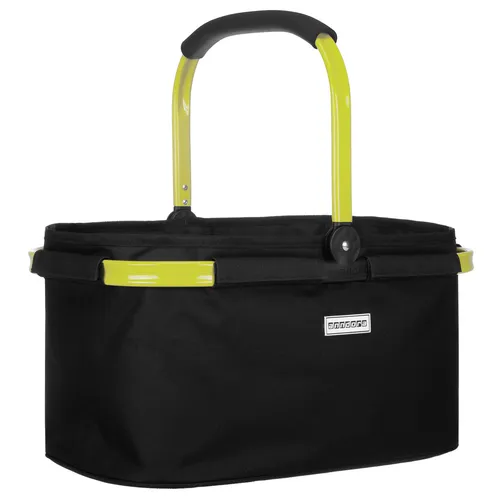 anndora® Einkaufskorb Mehrweg Picknick Stoffkorb Schwarz Grün - Kategorie: Körbe, ideal für Picknicks und Einkauf, leichter und stabiler Stoffkorb mit Alurahmen und 22 Liter Kapazität.