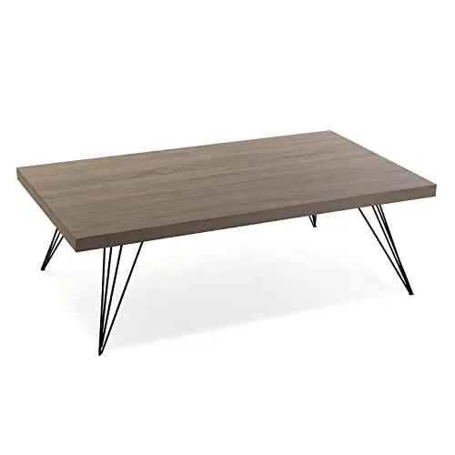 Versa Texas Niedriger Couchtisch, Couchtisch für das Wohnzimmer, Maßnahmen (H x L x B) 38 x 120 x 70 cm, Holz und Metall, Farbe: Braun und Schwarz