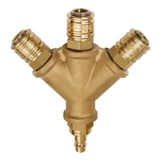 Riegler Verteiler 3 Schnellverschlusskuppl. NW7,2 Nippel NW7,2-7,8 G3/8 - Robuster Verteiler für effiziente Verbindungen, ideal für den professionellen Einsatz im Werkzeugzubehör.