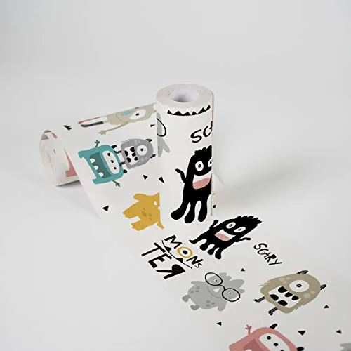 A.S. Création selbstklebende Bordüre - Papierbordüre mit kinderfreundlichen Motiven in bunten Farben - auf 5,00 m x 0,15 m je Rolle