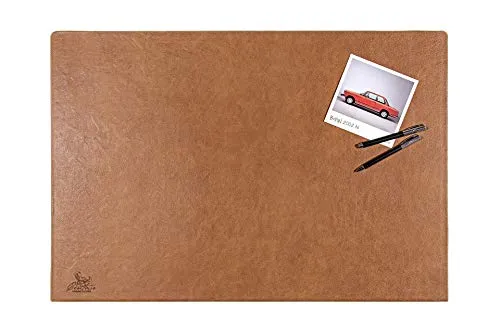 Centaur - Hochwertige Leder Schreibtischunterlage mit 90° Kantenschutz - Cognac Vintage 55x80 cm - ideal für Büro und Zuhause - Pflegeleichte Schreibunterlage -