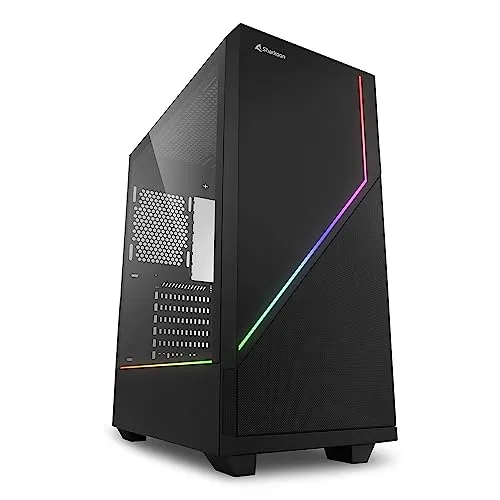 Sharkoon PC Gehäuse RGB FLOW ATX schwarz - Stylisches ATX PC-Gehäuse mit RGB-Beleuchtung, bietet hervorragende Kühlung und ist ideal für Gaming-Systeme.