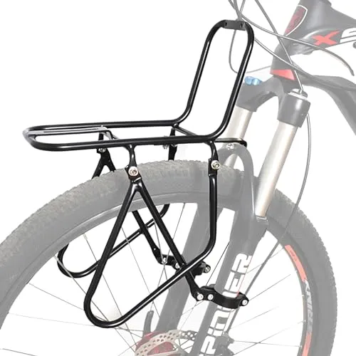 Fahrrad-Gepäckträger aus Aluminiumlegierung vorne, Gewicht 550 g, mit verbessertem Klemmring 15 kg Last Fahrrad-Gepäckträger kann Gepäcktasche/Korb/Zelt/Schlafsack tragen 2024