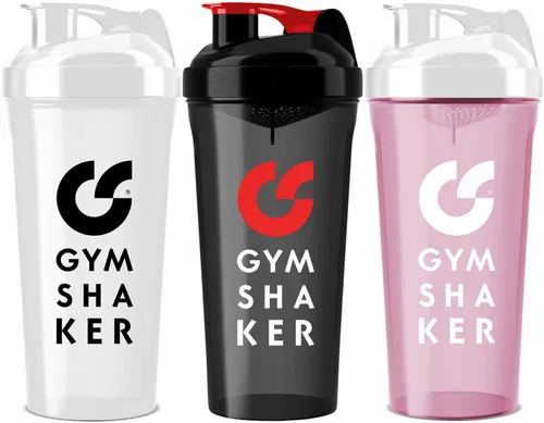 GYMSHAKER Protein Shaker 3er Pack Trinkflasche für Bodybuilding, Gym Equipment & Muskelaufbau, (Spar-Set, 3-tlg., Premium Protein Shaker), Auslaufsicher, Spülmaschinengeeignet, BPA-frei