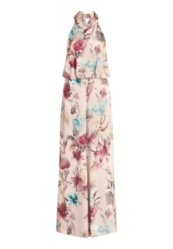 Vera Mont Damen Jumpsuit mit Blumenprint 40, Beige/Dark Red von Vera Mont