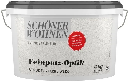 SCHÖNER WOHNEN FARBE Trendstruktur Strukturfarbe, Putz-Optik in Weiß - Dekorative Innenfarbe in Putz-Optik für stilvolle Wohnräume, gebrauchsfertig und wasserdampfdurchlässig, ideal für tragfähige Untergründe.