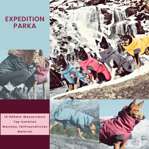 Hurtta Hundemantel Expedition Parka, 10 in, brombeerfarben - Winterjacke für Hunde, ideal für kaltes Wetter mit verstellbarem Schnitt für optimale Passform und 3M reflektierenden Paspeln für mehr Sicherheit.