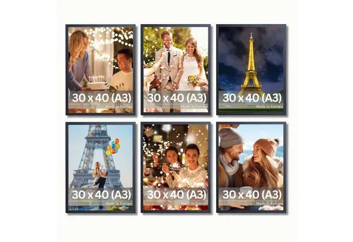 Victor (Zenith) Bilderrahmen Klee, Set Schwarz A3 30x40 cm - Ein eleganter Bilderrahmen aus hochwertigem Holz mit bruchsicherer Acrylglas-Front, ideal für kreative Foto-Collagen in jedem Raum.