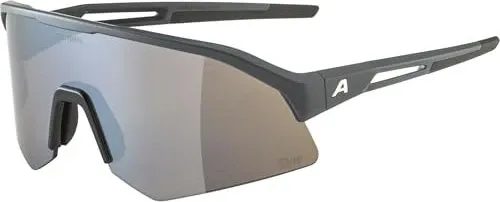 Alpina Sonic HR Q-Lite Sportbrille - Sportbrille in midnight-grey matt mit spiegelnden silbernen Gläsern, ideal für Sport und Outdoor-Aktivitäten, bietet optimalen UV-Schutz und hohen Tragekomfort.