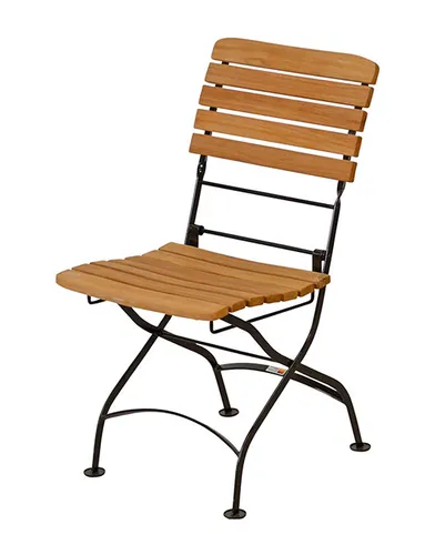 Teak Klappstuhl Bellevue - Faltbarer Gartensessel aus Stahl und Holz - Stilvoller Klappstuhl im französischen Landhausstil, wetterresistent und pflegeleicht, perfekt für Garten und Balkon.