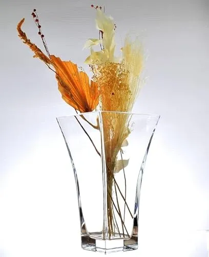 EMH Handgefertigte Blumenvase in Trompetenform, Glas, hoch, 25 cm