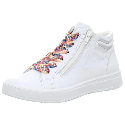 Ara Sneaker Leder silberfarben|weiß 38,5 EU - Modischer Freizeit Sneaker aus hochwertigem Leder, bequem mit 3 cm Blockabsatz und ideal für stilvolle Alltagslooks.