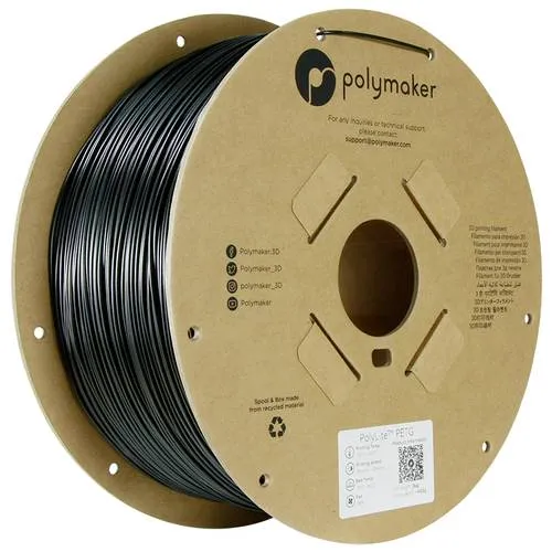 Polymaker PB01043 Filament PETG Schwarz 1.75 mm - 3D Drucker Filament, hitzebeständig mit hoher Zugfestigkeit, ideal für präzise Drucke und langlebige Modelle.