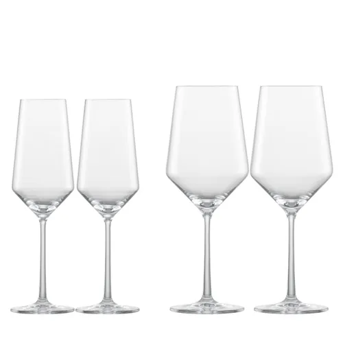 Zwiesel Glas Date Night Set Pure (4-er Set) - Champagner- und Rotweingläser - Sektkelche aus spülmaschinenfestem Tritan®-Kristall, ideal für unvergessliche Date Nights. Made in Germany und besonders widerstandsfähig dank TRITAN Glass Protect Technologie.