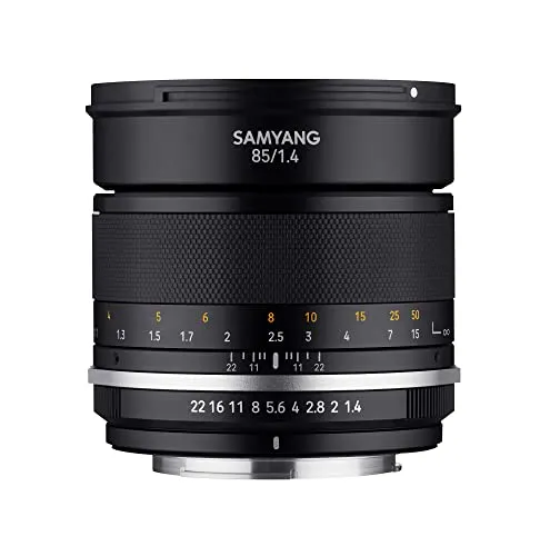 Samyang MF 85mm F1,4 MK2 für Nikon F AE - Hochwertiges Porträtobjektiv mit manuellem Fokus, ideal für Vollformat und APS-C Kameras. Mit stufenloser Blende für kreative Kontrolle und exzellente Bildqualität.