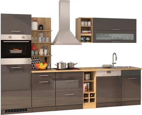 KOCHSTATION Küchenzeile KS-Mailand mit E-Geräten, 310 cm grau - Küchenzeile mit E-Geräten, ideal für modernes Kochen. Das durchdachte Design und die hochwertige Ausstattung machen diese Küchenzeile zum Mittelpunkt Ihres Zuhauses.