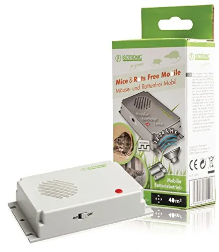 ISOTRONIC Portables Mäuse- und Rattenabwehrgerät - Haustierabwehr & Wildtierabwehr, mobil und batteriebetrieben, schützt effektiv vor ungebetenen tierischen Besuchern in Haus und Garten.